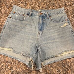 Madewell Light Blue Distressed Jean Shorts